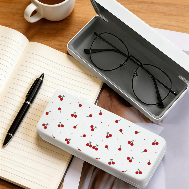 TEMU Fashionable Eyeglass Case, Fresh And Cute Student Eyeglass Box, Pressure-resistant Eyewear Storage Case, Pu, Unisex, Easy To Carry, Large