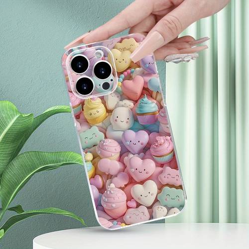 item picture unique stylish fun creative trendy with colorful dessert themed prints for transparent phone cases compatible with iphone 16 15 14 13 12 11 xs xr x 7 8 plus pro max great for gifts for friends family birthdays holidays or