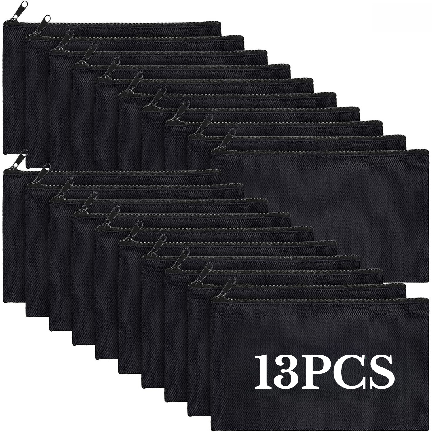 TEMU 13pcs Pack Zipper Pouch Bulk Blank Craft Bag For Makeup Bags Multipurpose Pouch Toiletry Tote Bag For Makeup Travel Cosmetic Stationary Storage
