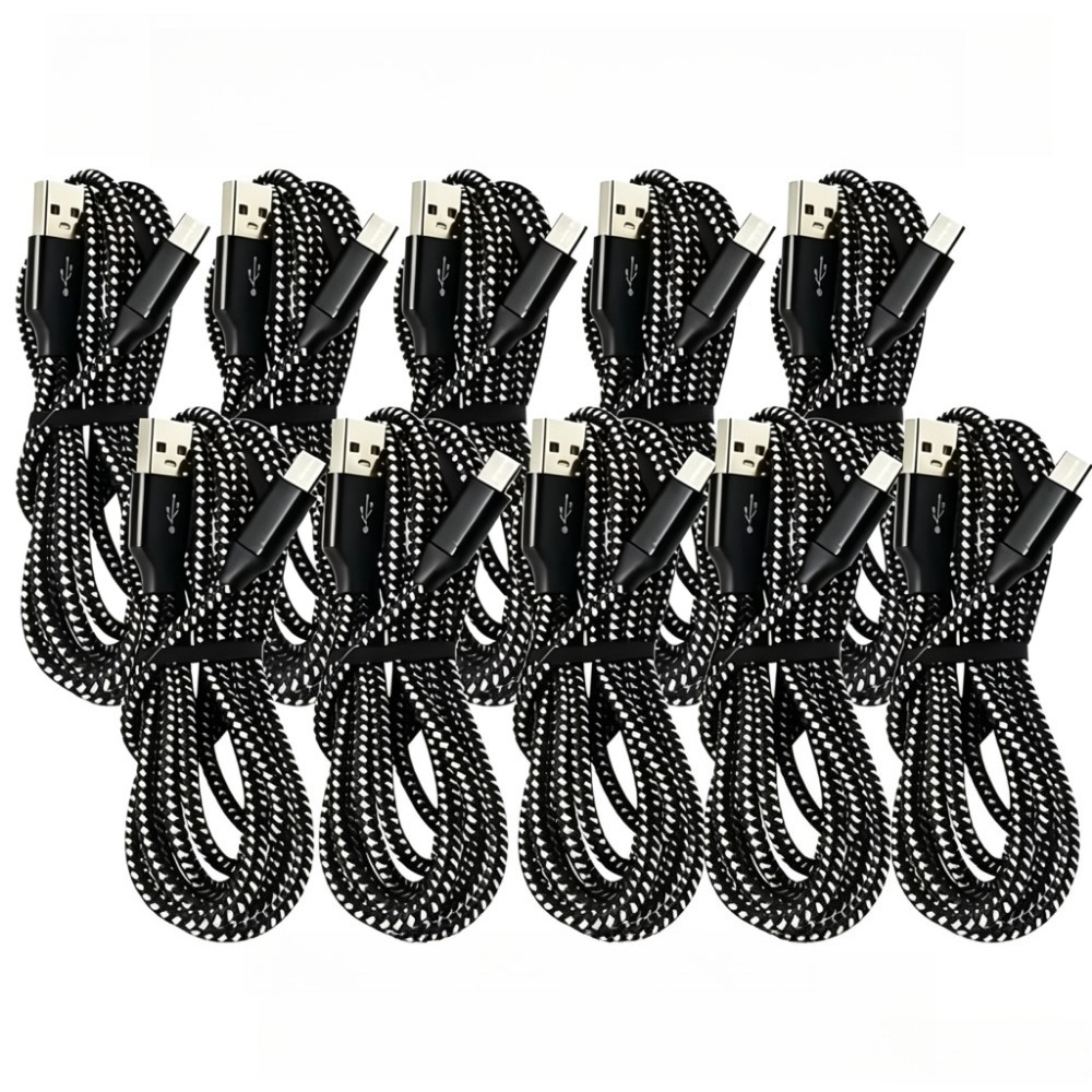 TEMU 10-pack 10ft Usb-c Cables, Usb-a To Usb-c Braided Cables, Type-c Fast Charging Cables Compatible With Xiaomi, , And Phones