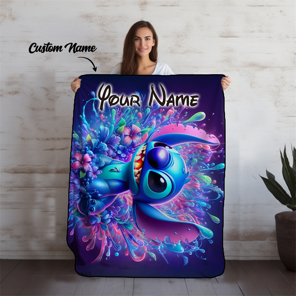 

Couverture Personnalisée Disney Stitch avec Nom - Douce et Chaude en Flanelle avec de Dessins Animés Mignons pour Toutes les - Parfaite pour le Lit, le Canapé, la Chaise