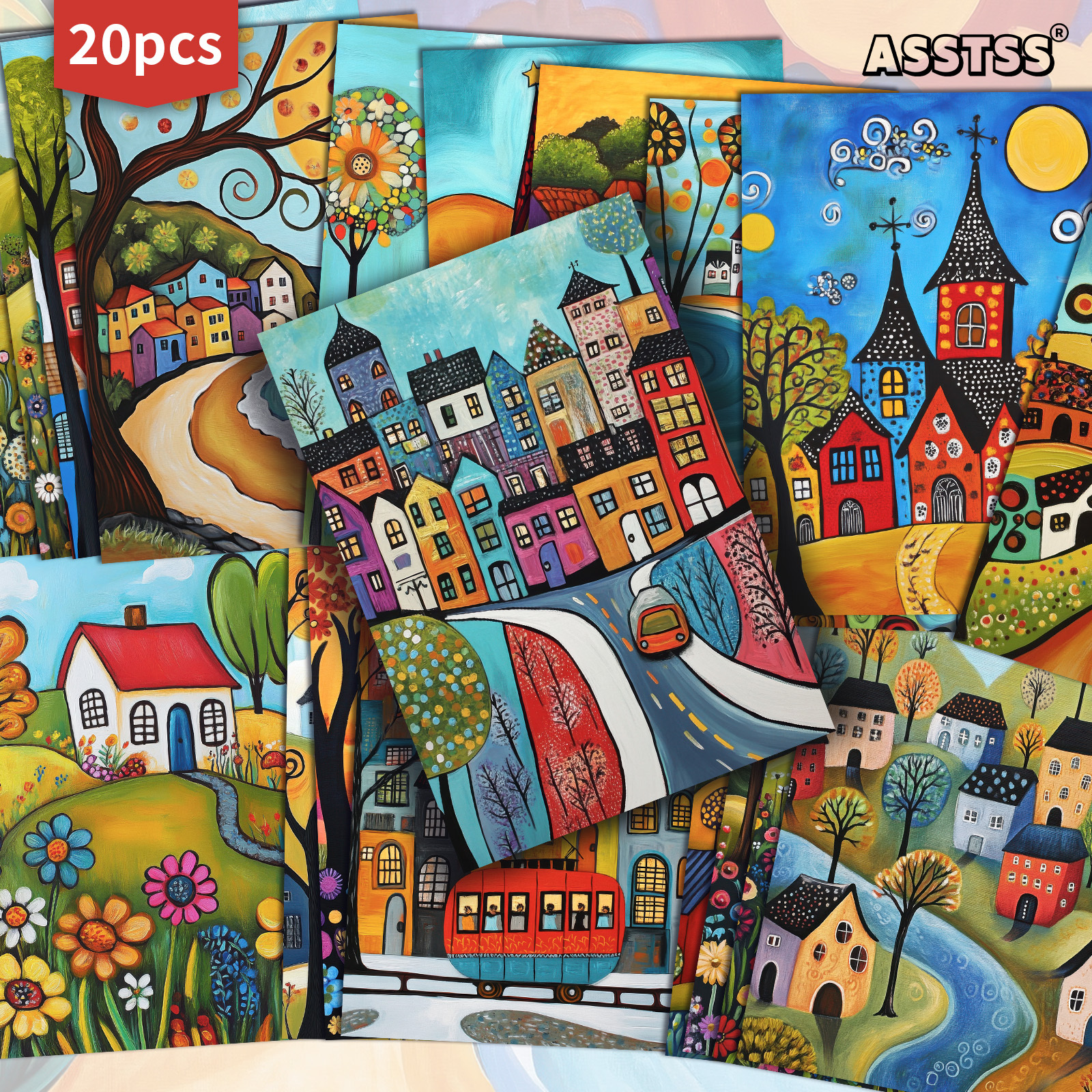 TEMU Paquete de 20 tarjetas de regalo ASSTSS de fantasía, , Río - Papel retro para diario de de 4x6 pulgadas, Ilustraciones clásicas de , Tarjetas de