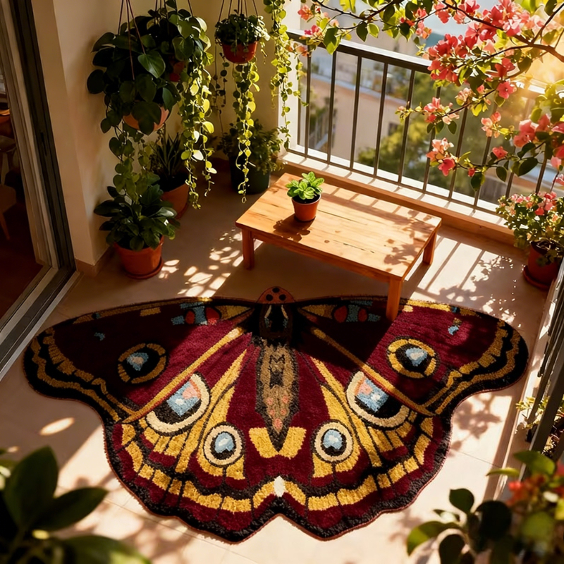 TEMU Imitation Cashmere   1000g   10mm Colorful -shaped Bedroom Decorative Carpet, Pastoral Style With Pattern, Non-slip Carpet For The Living Room,