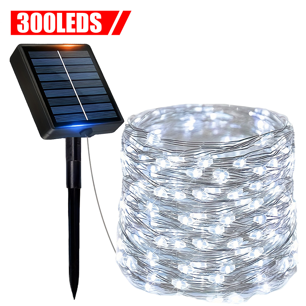 Image of 1pc Majisu 300/200/100/50led Solar String Lights Outdoor, Ipx4, Fairy String Lights, With 8 Twinkling , Warm White, Colorful, Options, Ideal For Garden, Patio, Tree, Christmas, Wedding & Party Decor