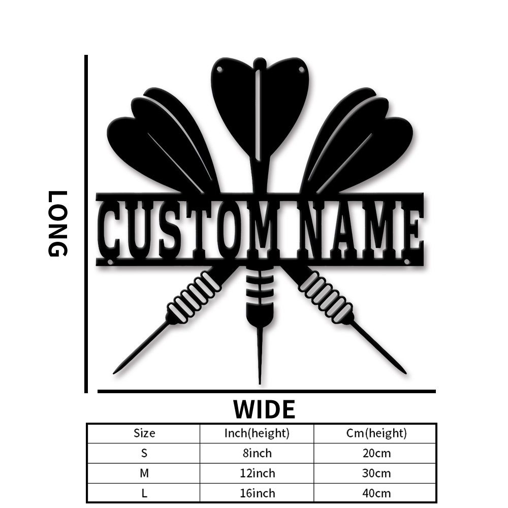 E-shop Personalisiertes Dart Metallschild, individueller Name, Wanddeko, Dartbrett, Garage, Bar, Männerhöhle, Geschenk für Ihn, Papa, Geburtstag