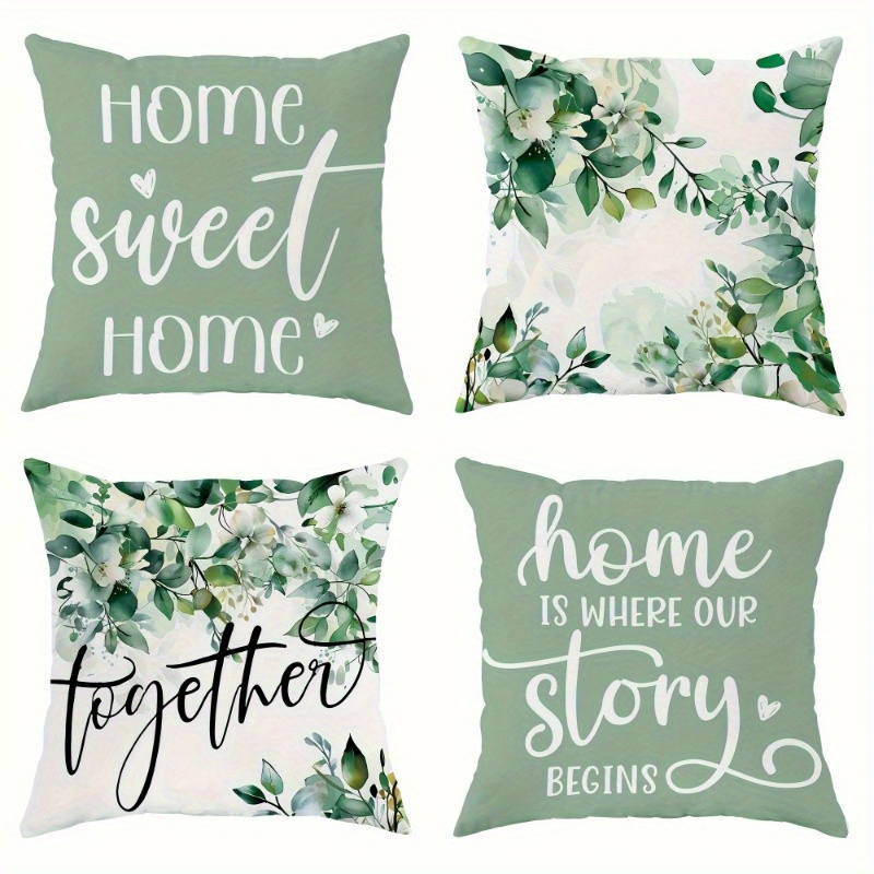 

4-pack Modern Home Decor Throw Pillow Covers, Soft Velvet, Leaf & , Zippered Polyester Cushion Cases For Living Room, Bedroom, Hallway, Sofa, Bed - Machine Washable