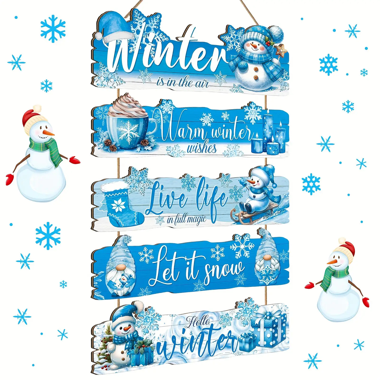 TEMU 2d Flat, Christmas Winter Snowman Wooden Decorative Sign | 2d Elf And Gnome Door Hanging Ornament, Suitable For Seasonal Decor | Of Autumn And