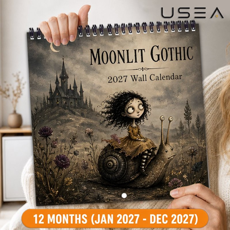 TEMU 1pc 2027 Wall Calendar, 2027 Gothic Wall Calendar, 8.3x8.3 Inch Square Hanging Calendar With Twin Wire Binding, 12-month Planner Organizer Habit