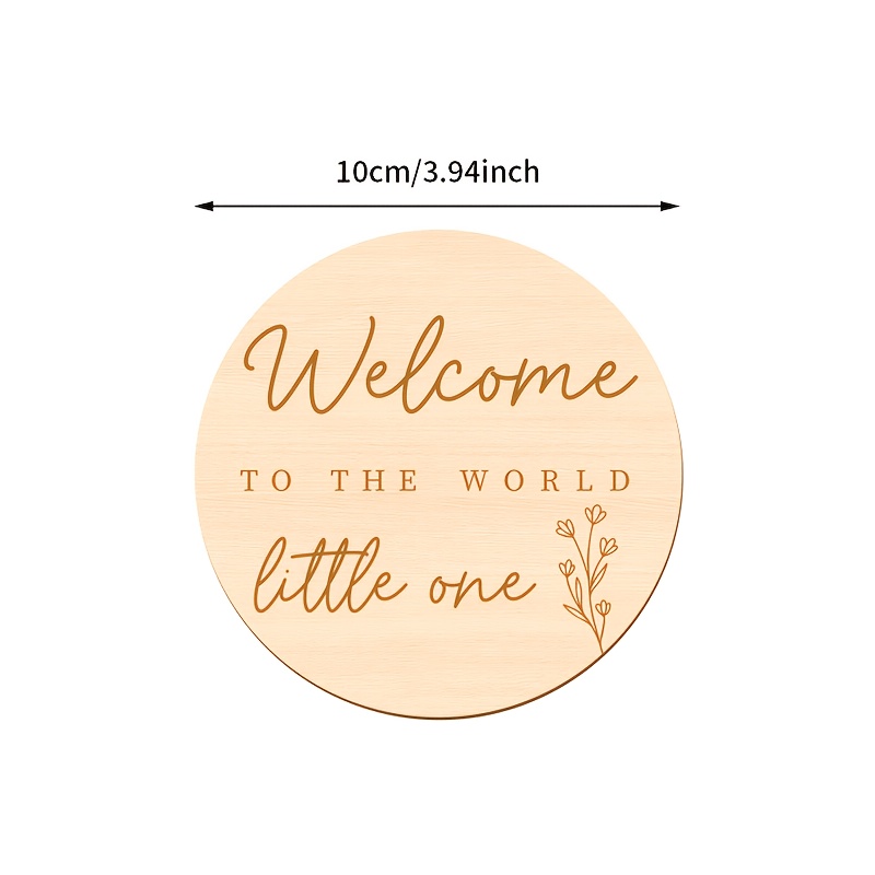 Image of 1pc Sign - Wood Wall-mounted Decor With Engraved " Suitable For " Text & Floral Baptism Gift For Showers,, Christening - Unfinished Wood Disc