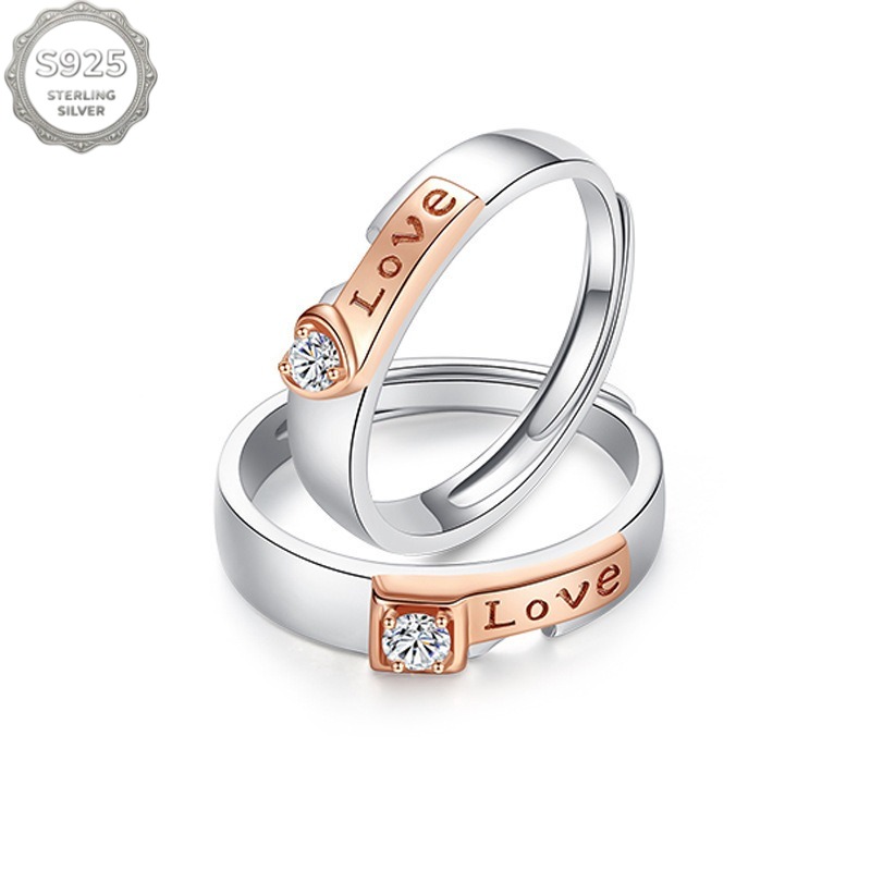 TEMU 925 Sterling Silver 1ct Moissanite Heart-shaped Couple's Matching Rings For Him Her -engagement Wedding Band Set, Romantic Promise Jewelry Gift