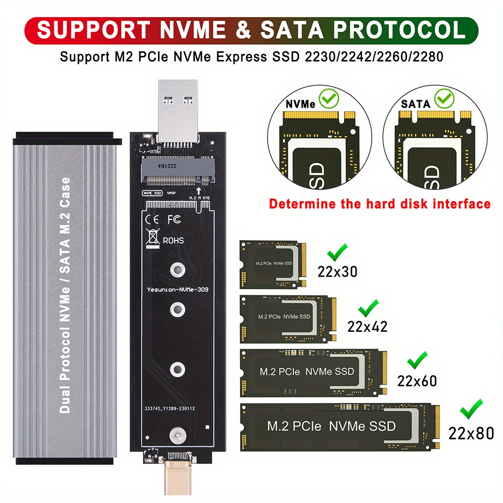 aluminum alloy material durable m 2 dual   hard   nvme sata dual   hard drive expansion dock plug in dual interface   storage simple and fast