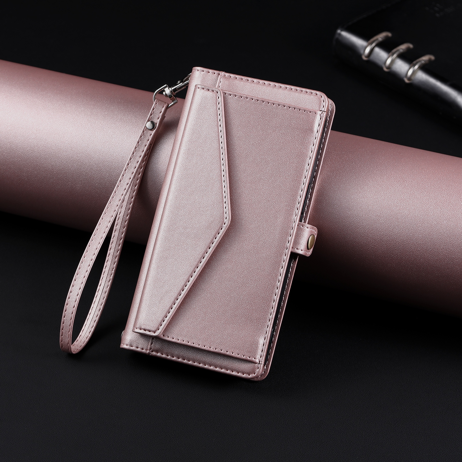 TEMU Phone Case: Model 014 Wallet Style Phone Case, High-quality Options In Rose Golden/burgundy/green/purple/black, Credit Card Slot With Short