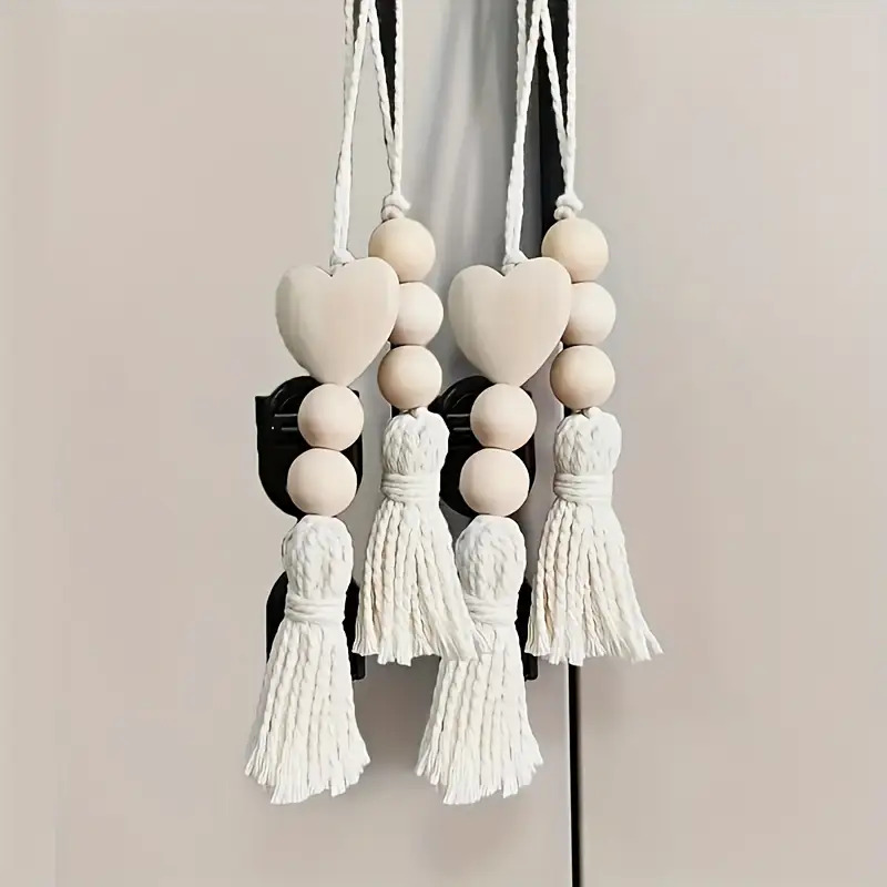 Janinka Boho Macrame Tassel Garland Classroom Decor Wooden Bead Garlands 9.8ft Wood Beads Banner With Tassels Boho Wall Hanging Banner Farmhouse Homerustic Country Holiday Decoration(Classic Color