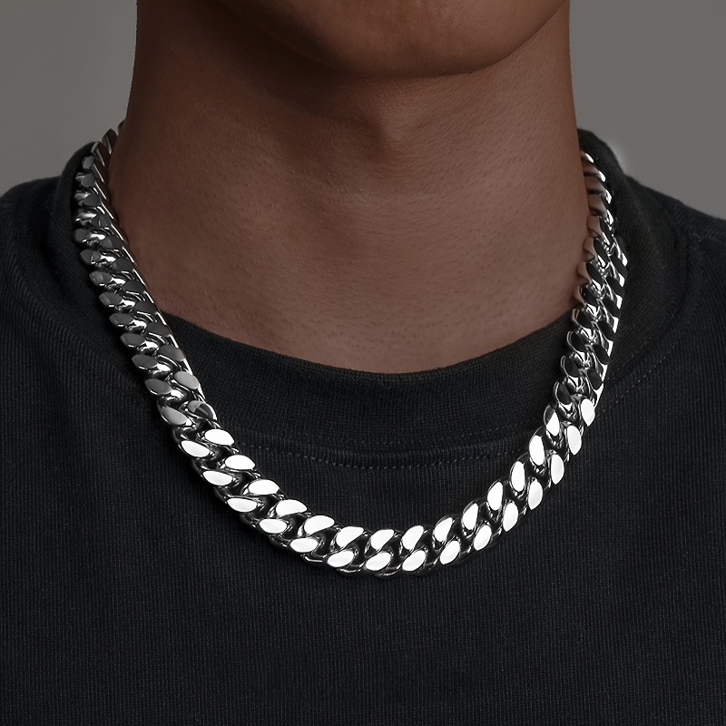 Men's Glossy Cuban Link Chain Necklace, Multiple Sizes Available