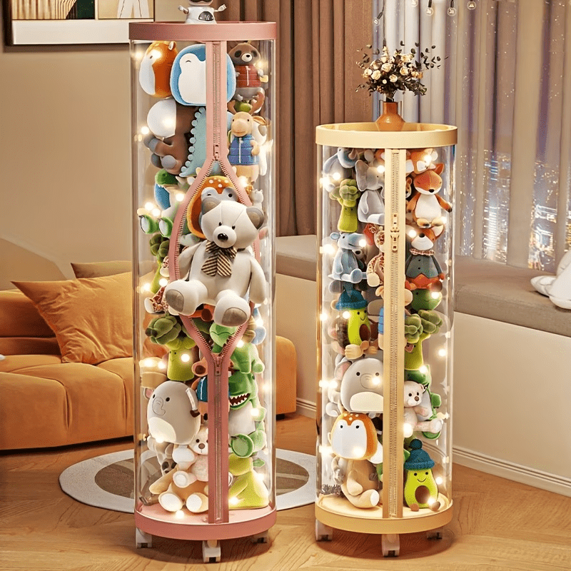 TEMU 1pc New Transparent Doll Storage Organizer Clear Display Stand For Plush Puppets Playroom Storage Durable Plastic Stand Storage Rack Holiday/