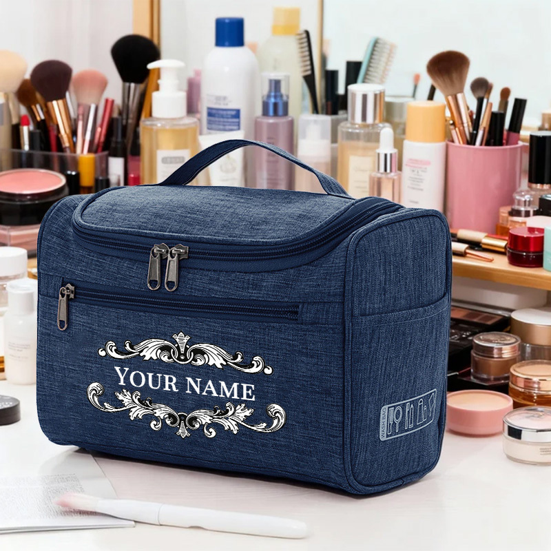 TEMU This Toiletry Bag Customized With A Name And Blessing Message, Featuring Vintage European Baroque Floral Patterns. Available In Multiple Colors