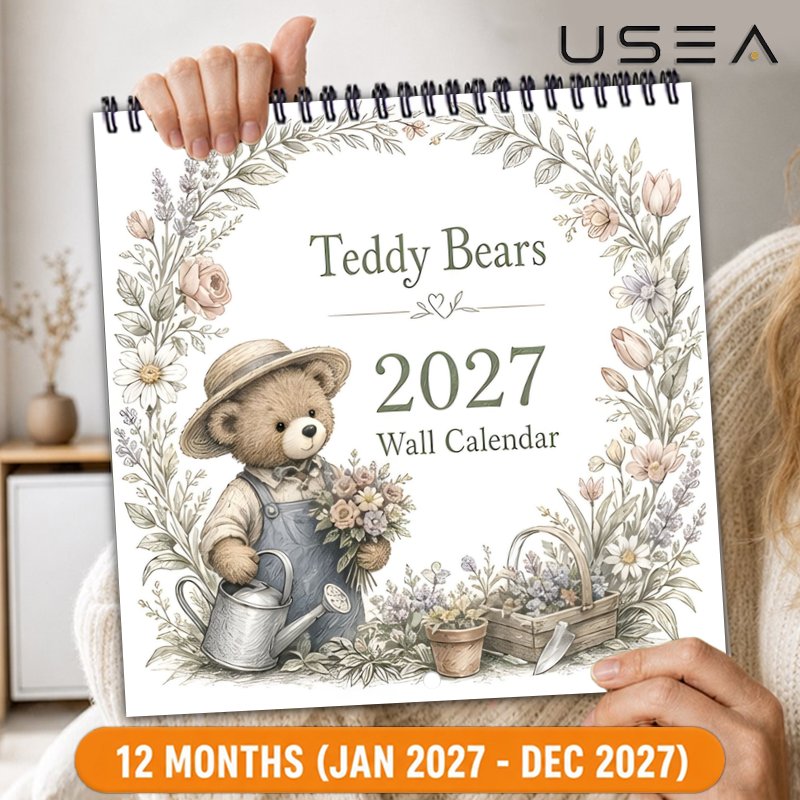 TEMU Calendario da parete 2027, calendario da parete a spirale 2027, 8,3X8,3 pollici, planner di 12 mesi con tracciatore di abitudini, grandi blocchi