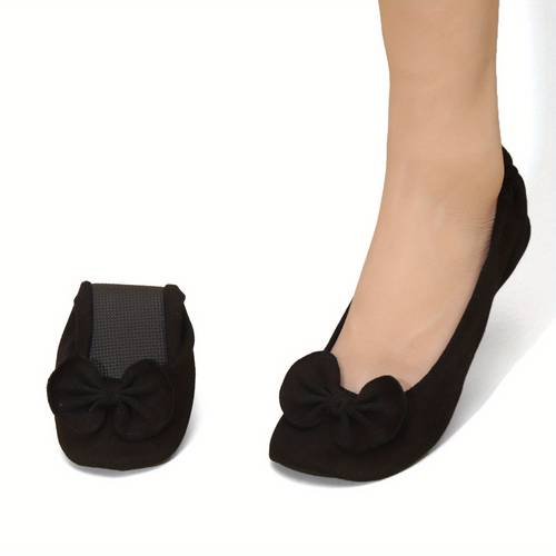 yhm022 1f black fabric round bow new versatile comfortable lightweight slip on womens ballet flats with bow decoration women shoes