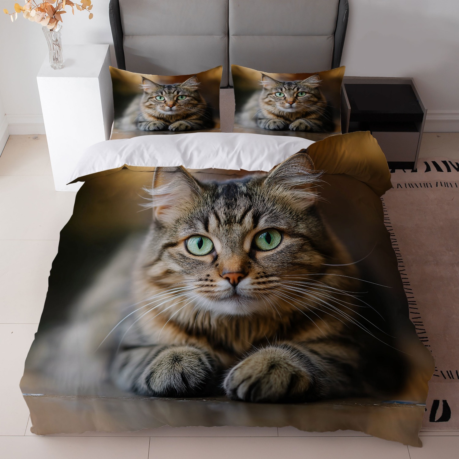 TEMU 3pcs Bedding Ensemble Featuring A Duvet Cover With A Black And Design And 2 Pillowcases (core Not Included) For Bedroom Decoration