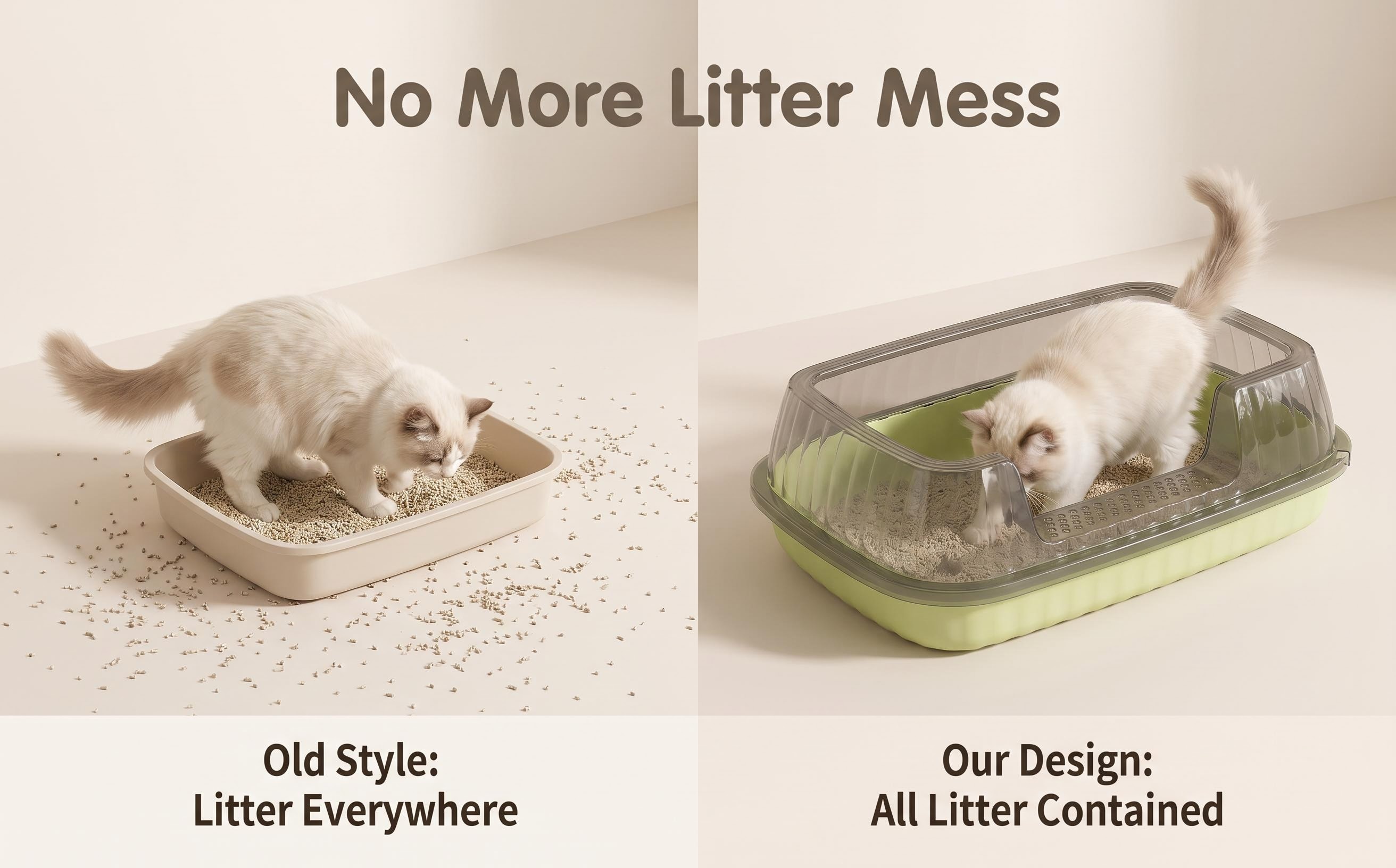 high quality   litter box for kittens medium cats multi cat use curved anti splash rim semi transparent litter tray with scoop low tracking non   clean for small apartments Product details 1
