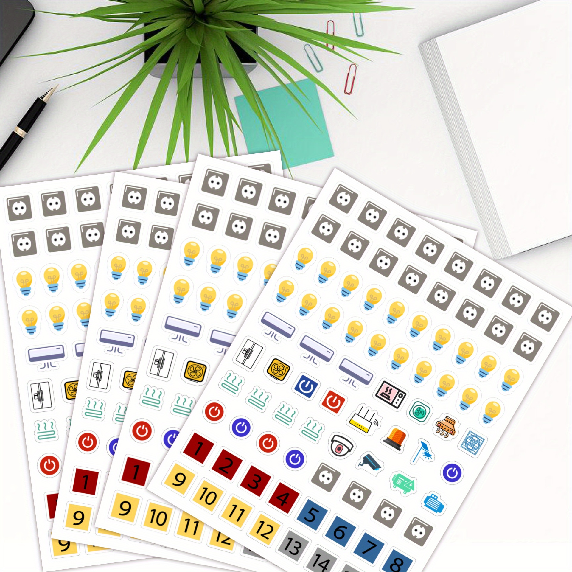 TEMU 4 Sheets/332 Labels - Electrical Panel Stickers, Identification Decals, Labels, Label Set For Power Boxes, Circuit Breaker Reminders, Suitable