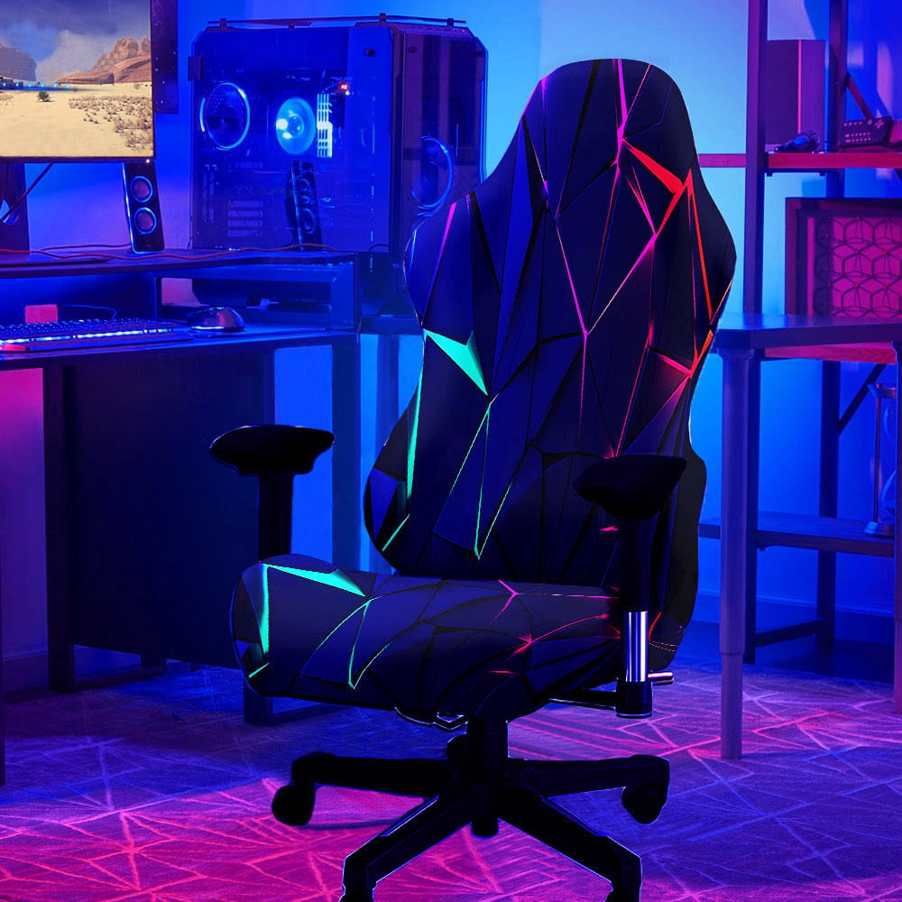 E-shop 1 Set Elektronisches Sportspiel Muster UV Schwarzlicht Leuchtender Computer Spiel Stuhlbezug, Milchfaser Stoff mit Elastischem und Abnehmbarem