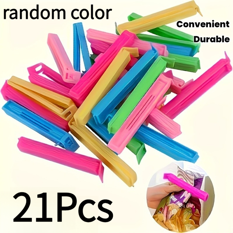 TEMU 21pcs (random Colors) Reusable Sealing Clips, Kitchen Storage Sealing Additions, Suitable For Packaging Bags, Food Preservation, And