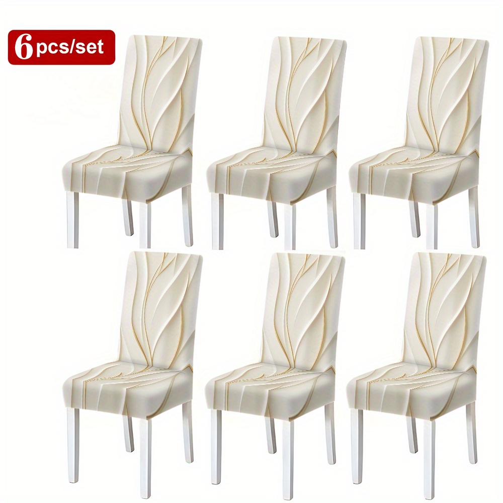TEMU 2pcs/4pcs/6pcs Elastic Christmas Theme Printed Chair Covers (chair Protection Cover Not Included), Removable And Washable Seat Protectors, ,
