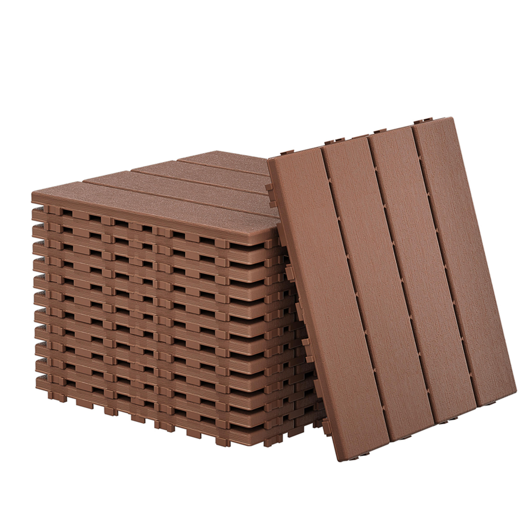 30x30cm Weatherproof Deck Tiles, /brown, 1m²/2m², Wood Grain Design With Drainage Function, Quick Assembly, Modular…: retailer-supplied image