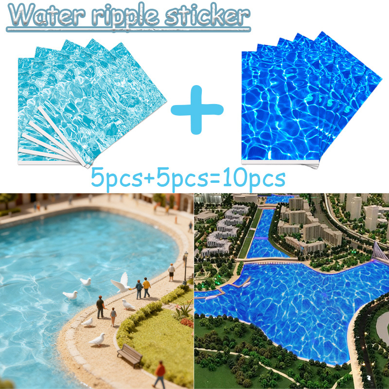 Image of 10 And Stickers (including 2 ) - A4 Size Self-adhesive Realistic Water Stickers, Suitable For Model Sand Tables, , Diy Crafts, Miniature Landscape Sand Tables, And Desktop Models