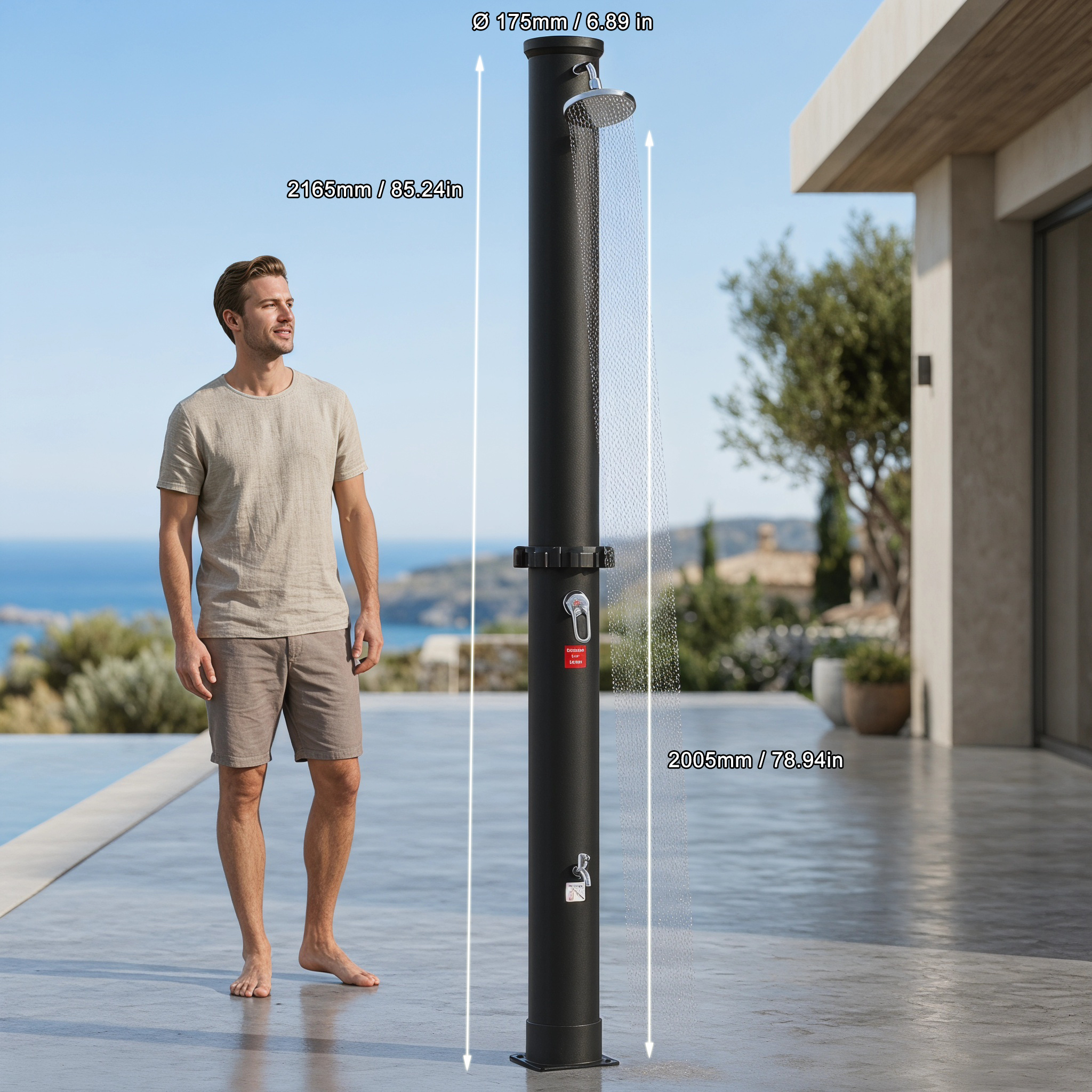 Freestanding Sun-warmed Shower 40l, Garden Shower, Pool Shower, Beach Shower, Shower, Camping Shower, Max Temperature 60°c
