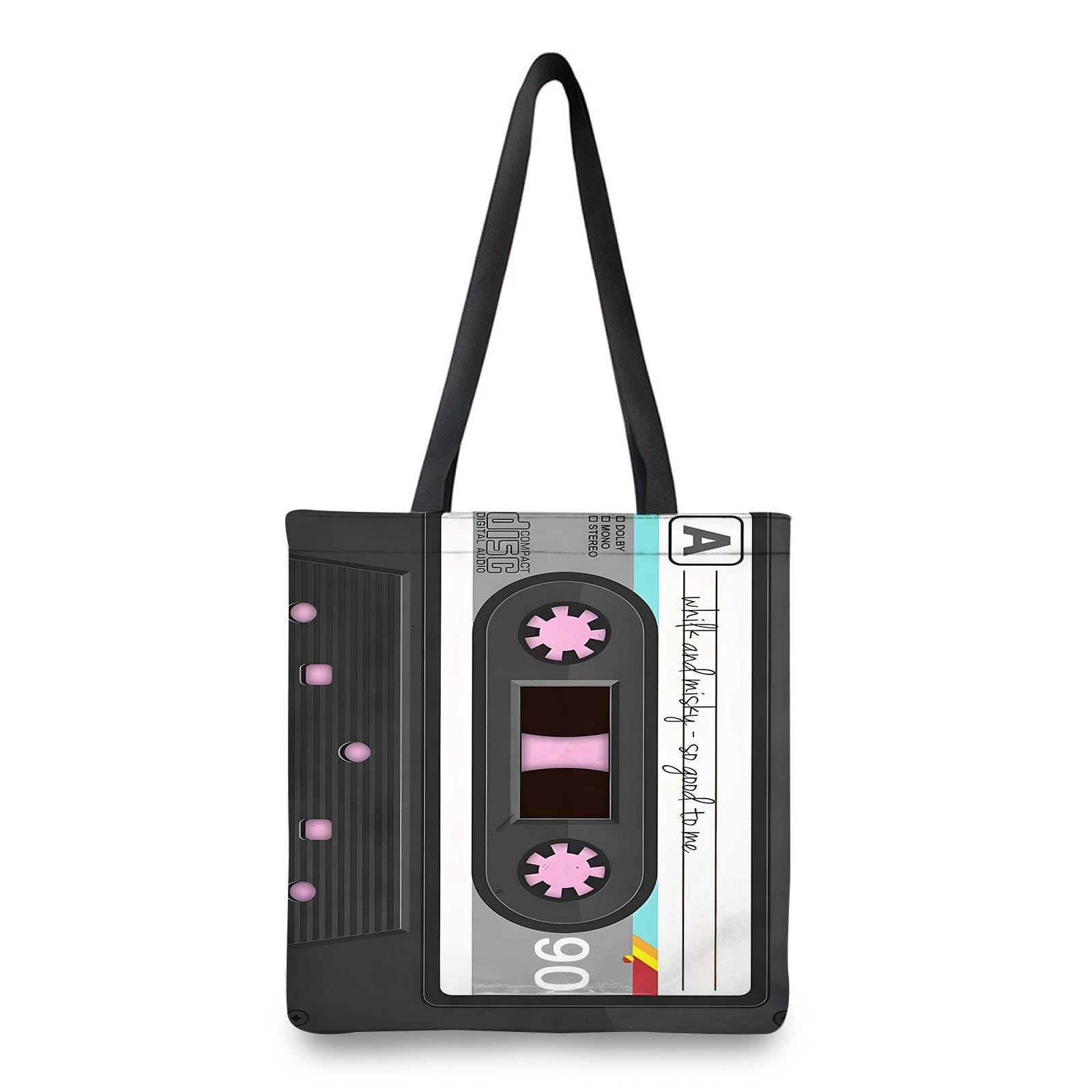 

1pc Retro Cassette Tape Print Tote Bag - Polyester, No-closure, Lightweight Shoulder Handbag With Polyester - Ideal For Shopping, Daily Use, And Music Lovers - Gift For Her