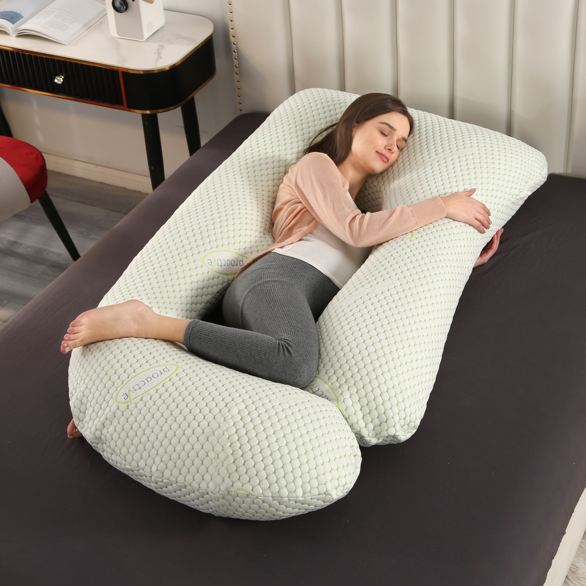 TEMU Almohada de maternidad Topchances de J, desmontable y lavable, 70*145 cm, tela con capa de aire antibolitas, cojín multifuncional de para dormir