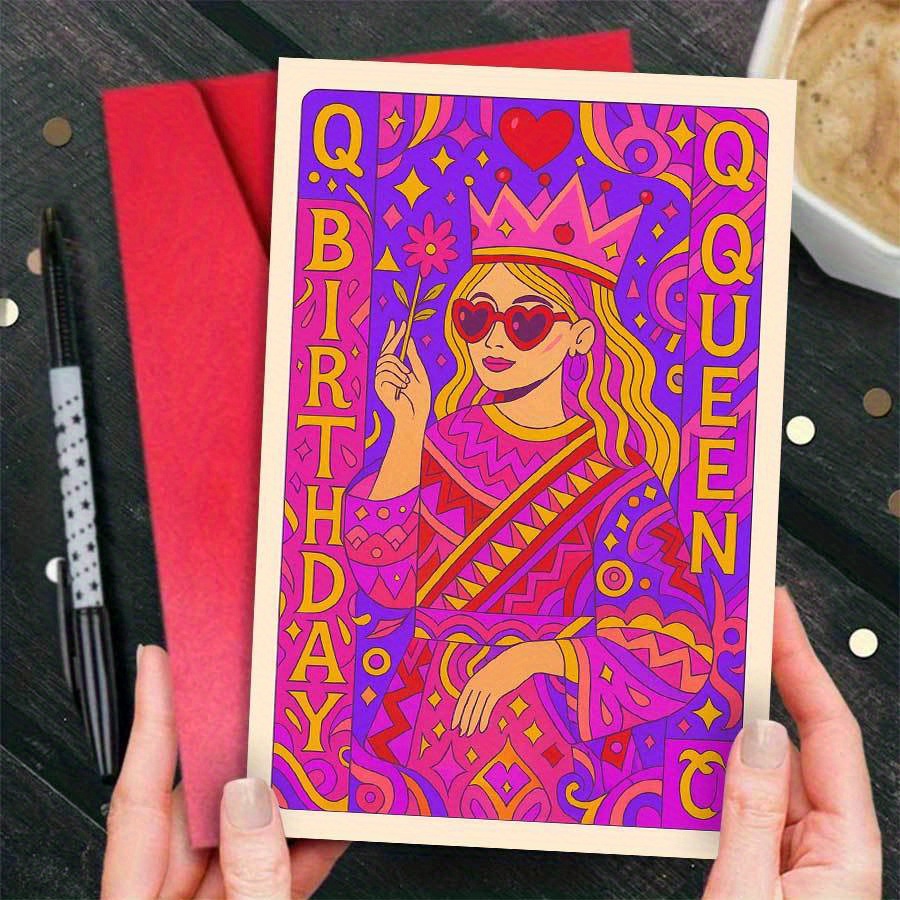 1pc Vibrant Birthday Greeting Card Featuring Queen Artwork Perfect For Celebrating Strong Women On Their Ideal For And Colleagues Gift