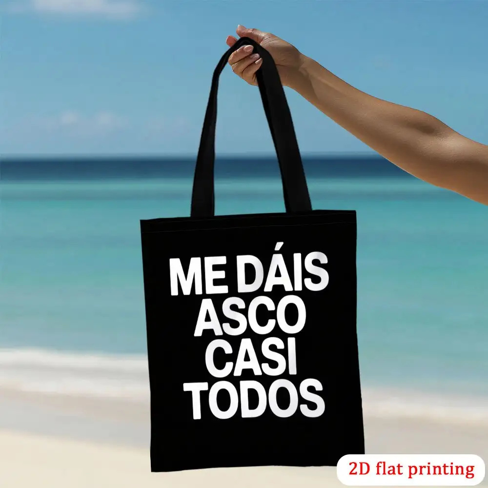 TEMU 1pc 1pcs Bolso Tote Vintage para Mujer con en Español "Me " - Bolso de y Duradero con Estampado de Texto en Español, Bolso Casual Retro Ideal