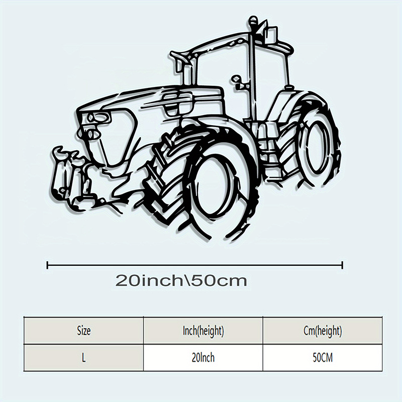 TEMU 1pc Farmhouse Metal Wall Art - Rustic Tractor Silhouette Decor, Powder-coated Iron Horizontal Wall Hanging Suitable For Farmhouse, Country