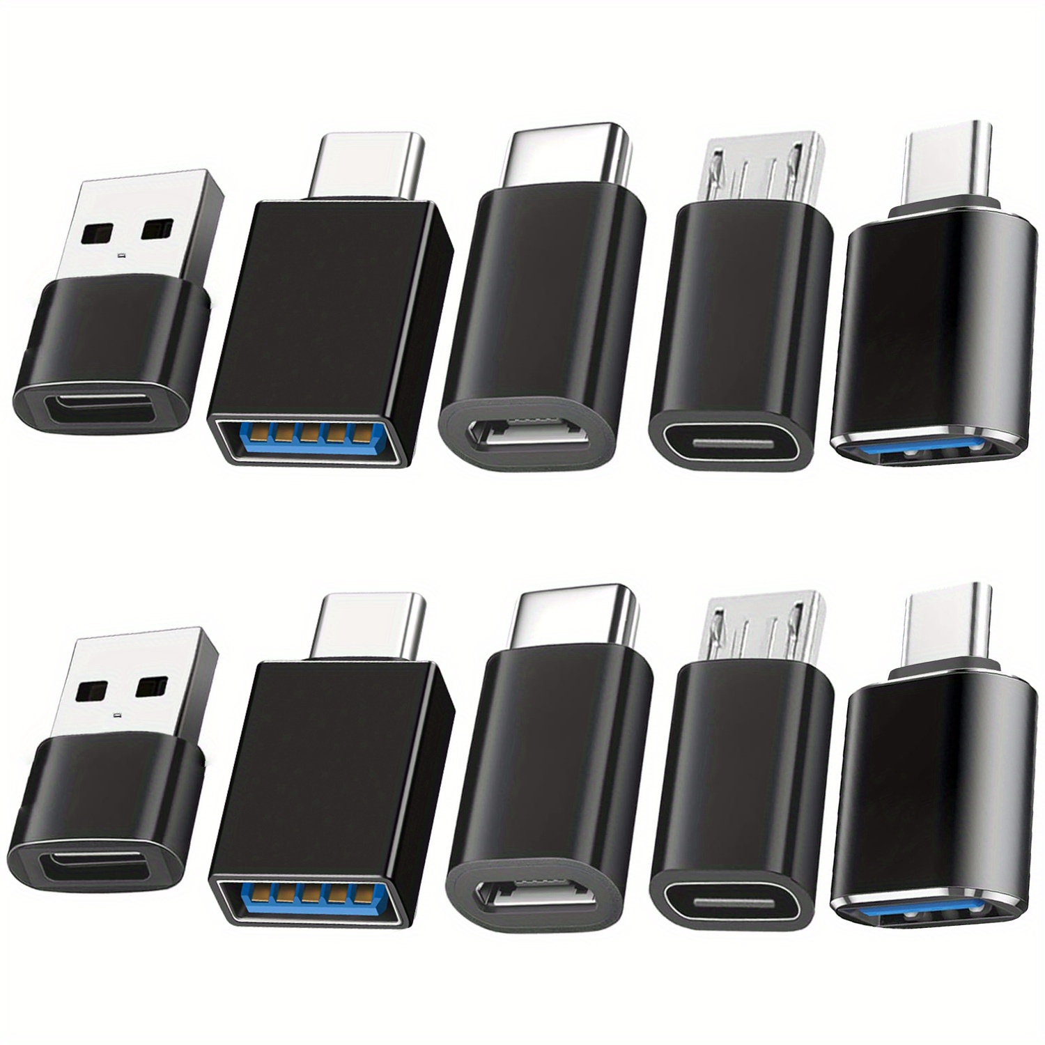 TEMU 10pièces Adaptateur USB vers USB C, Adaptateur USB Type C vers USB, Convertisseur Micro USB vers USB C, Connecteur pour ordinateur portable,