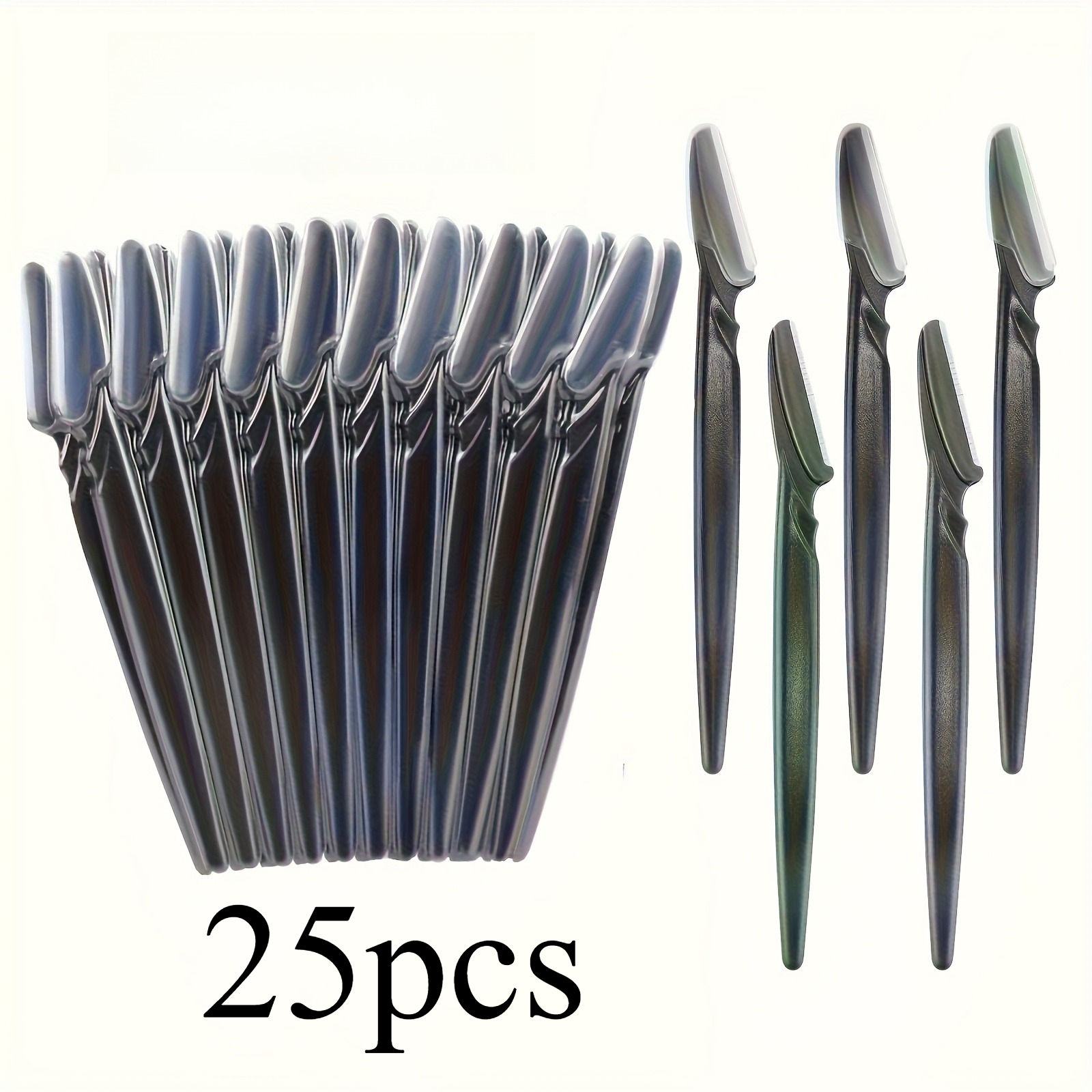 TEMU (25pcs) Ensemble d'outils de taille des sourcils, tondeuse à sourcils en acier inoxydable de haute qualité, pile, portable, disponible en