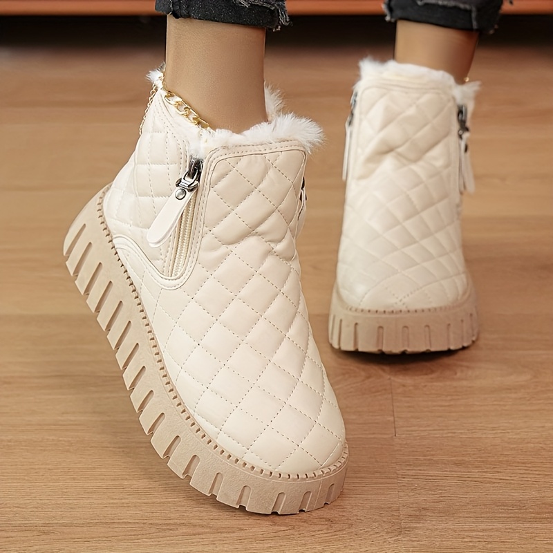 Women's Zip-Up Round-Toe Ankle Boots for Winter
