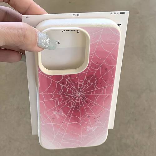 phone case 1pc pink gradient web pattern phone case for iphone 18 17 16 15 14 13 12 11 11 pro 12 pro 13 pro 13 pro max 15 plus 17 air minimalist tpu fashion protective cover high aesthetic design birthday gift holiday present
