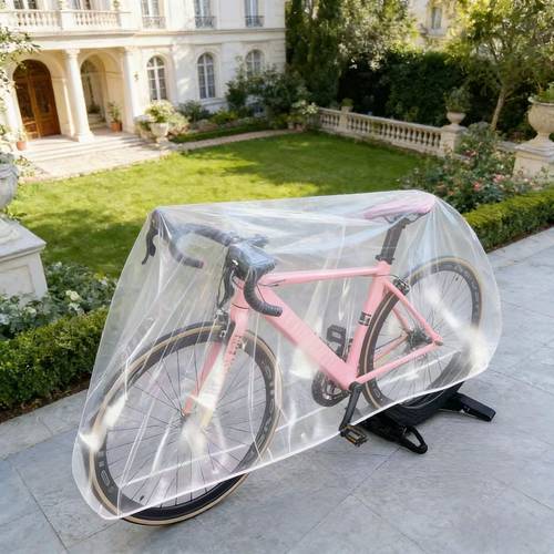 2pcs transparent bike covers suitable for road mountain bikes high cover with elastic cuff for quick doffing portable disposable case compatible for road bikes mountain bikes multi vehicle use