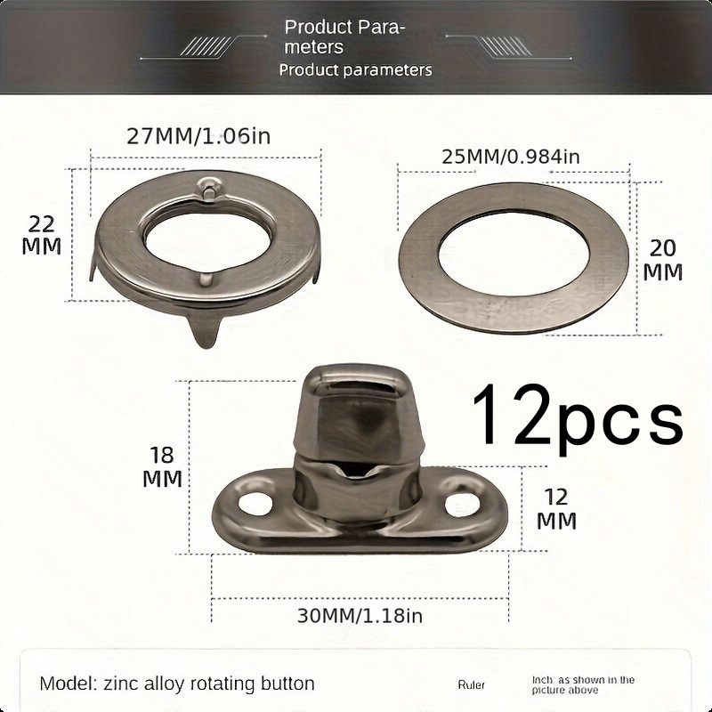 TEMU Set di 12 fibbie rotanti di grado , pomello argentato e a per l'installazione di tende e tendalini, ferramenta a fissaggio