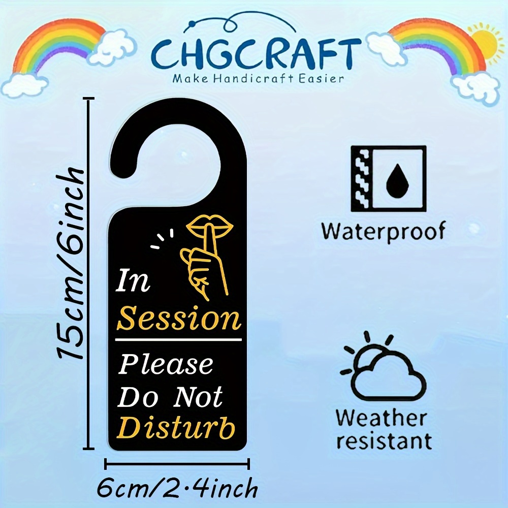 TEMU 2d Flat, 6.1cm X 15.24in Contemporary Acrylic Do Not Disturb Sign With Yellow & White Text & No-sound Gesture - Waterproof Durable Door Hanger