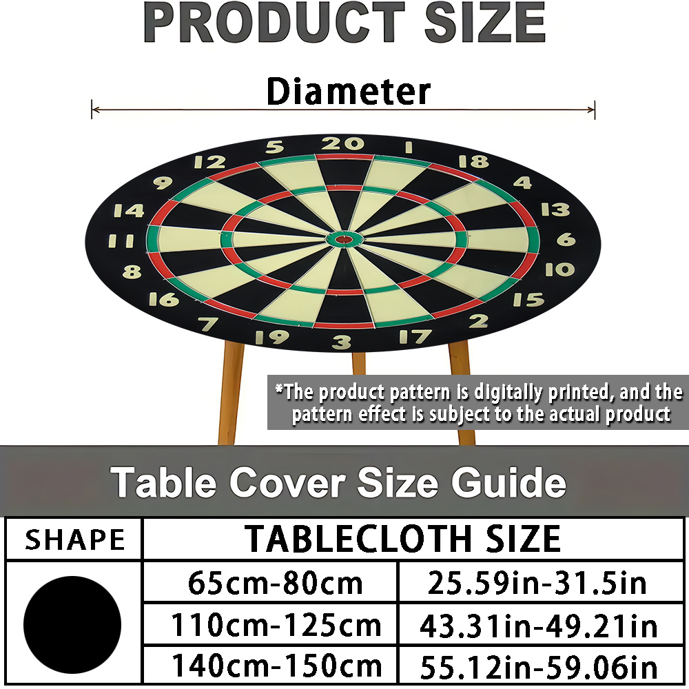 TEMU Stretch Round Tablecloth Dartboard With Elastic Edges - -themed Table Cover Suitable For Weddings, Beer Parties, Picnics, Black/yellow/red,
