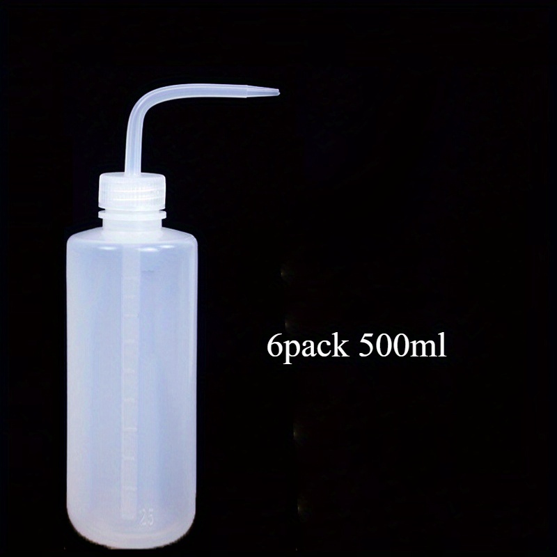 TEMU 6pcs Refillable Plastic Squeeze Bottles - 250ml & 500ml Inverted Design For Easy Pouring, Ideal For Plant Washing, Tattoo Supplies, Lab & Irrigation Use, Hand Wash Only, White