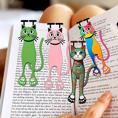 4pcs colorful cat bookmarks suitable for students teachers 2d acrylic book page markers with kitten for cat lovers book for women reading necessities 2d flat