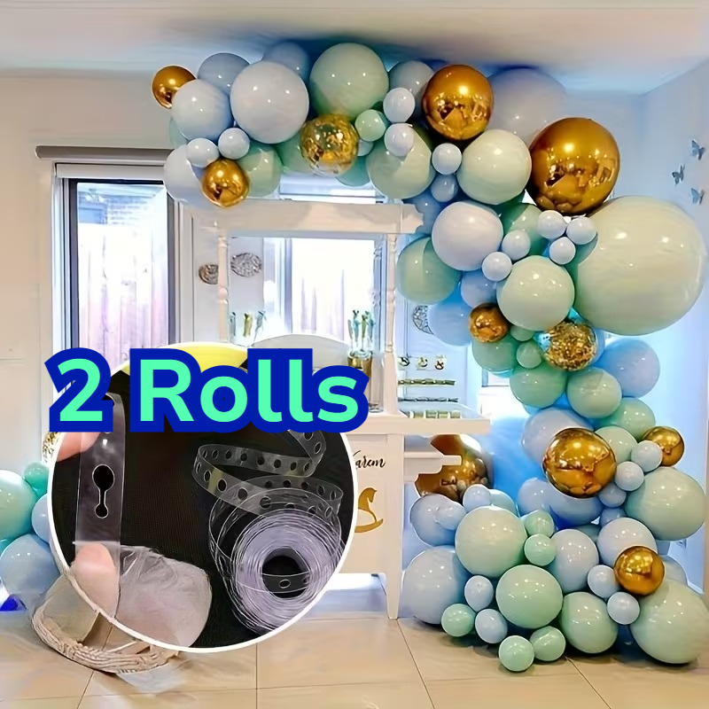 TEMU Rollo de cadena de globos de 2 piezas - Kit de corona de de globos de agujero con cinta de plástico duradera, adecuado para decoraciones de