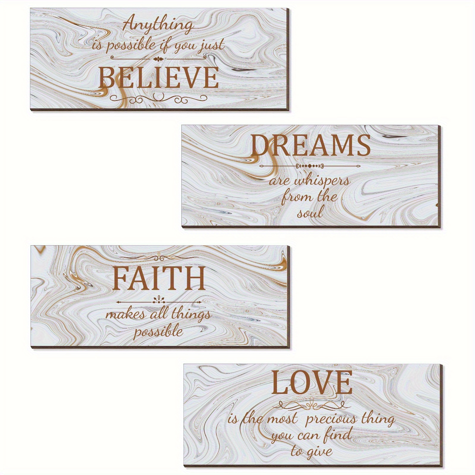 TEMU Set Of 4 Vintage Inspirational Wooden Wall Decor Signs - Artificial Wood Hanging Decorations Featuring Motivational Quotes - 
