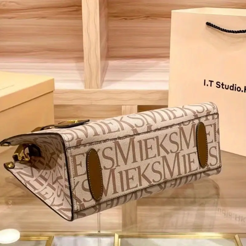 2025 new womens tote bag large capacity beige microfiber with hardware multiple compartments adjustable shoulder strap zipper closure for commuting work casual versatile carryall hardware Product details 11