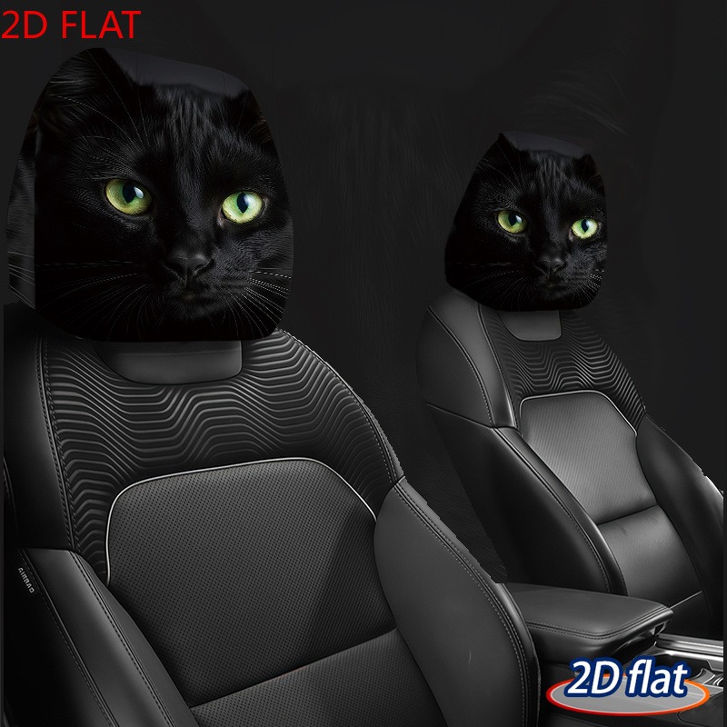 TEMU Housses de coussin de siège auto 2D PLAT 2pcs Yeux Verts Regardant la Caméra, Housses de de voiture Chat Brillant, Housses de protection de